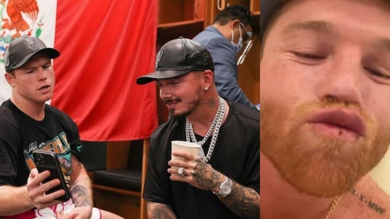 J Balvin sorprendió a sus seguidores al publicar una fotografía en la que comparte un beso con el boxeador mexicano Saúl “Canelo” Álvarez.