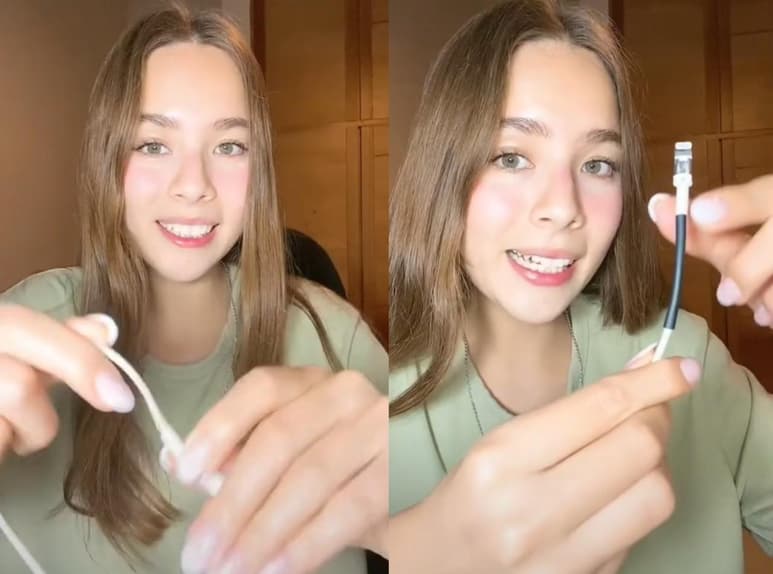 La 'tiktoker' que es estudiante de ingeniería robótica, compartió por medio de un video una manera 'sencilla' para reparar un cable roto (CAPTURA)