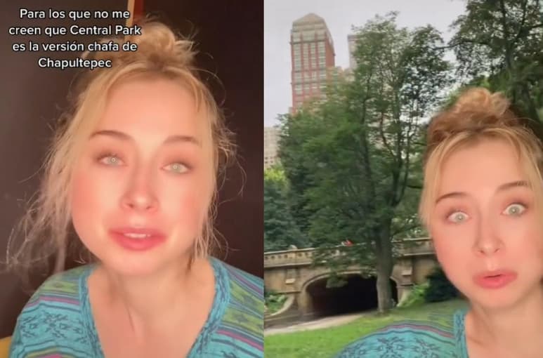 En su video la 'tiktoker' comparó a Central Park con Chapultepec, mostrando su preferencia por este último (CAPTURA)