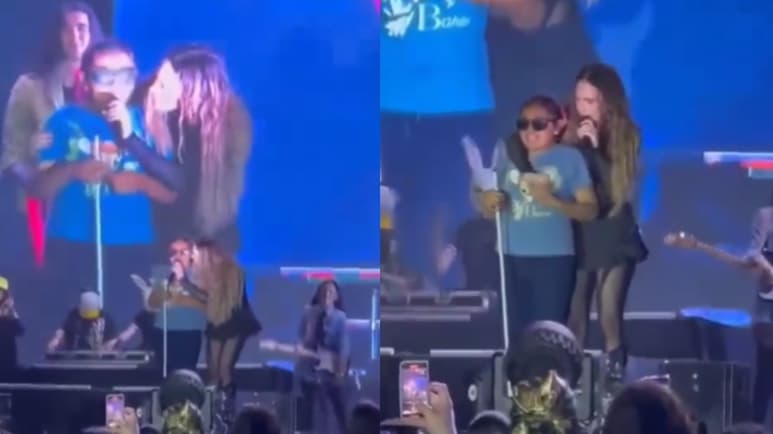 Belinda conmueve al público al subir a una fanática con discapacidad visual al escenario
