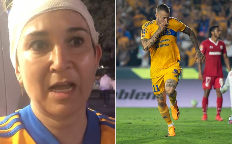 Una aficionada de Tigres contó para un programa local que un pedazo de concreto del estadio Universitario le cayó encima.