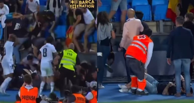 VIDEO: Aficionados del Real Madrid Castilla sufren accidente tras caer de una tribuna durante festejo