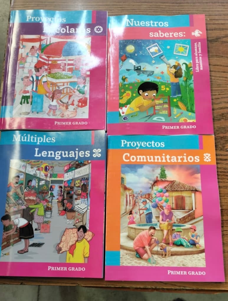 Un juego de los nuevos libros de texto se habían repartido a las escuelas para las reuniones del CTE.