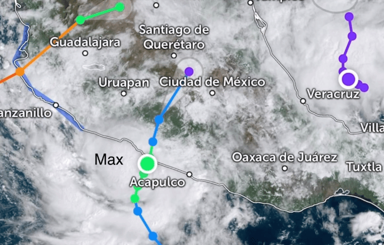 La tormenta tropical Max tocó tierra en el municipio de Petatlán, en la Costa Grande de Guerrero, el pasado lunes.