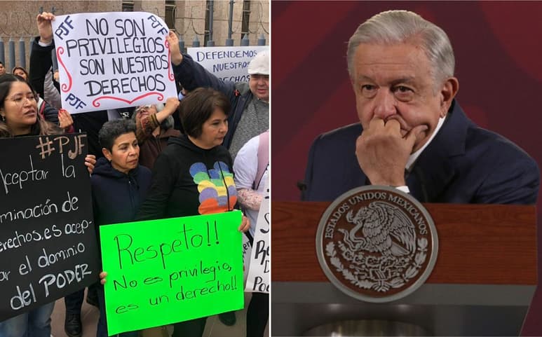 López Obrador criticó que trabajadores del Poder Judicial estén saliendo a protestar contra el recorte de 15 mil millones de pesos a este poder.