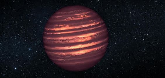 Concepción artística de una enana marrón, con la atmósfera turbia de un planeta y la luz residual de una “casi estrella”(NASA)