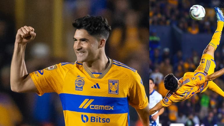 Tigres redondeó la Vuelta de los Cuartos de Final frente al Puebla con un impresionante gol de chilena de Nicolás Ibáñez. (FOTO: ESPECIAL)