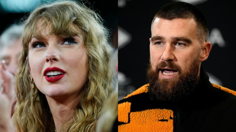 Taylor Swift y Travis Kelce (FOTOS AP)