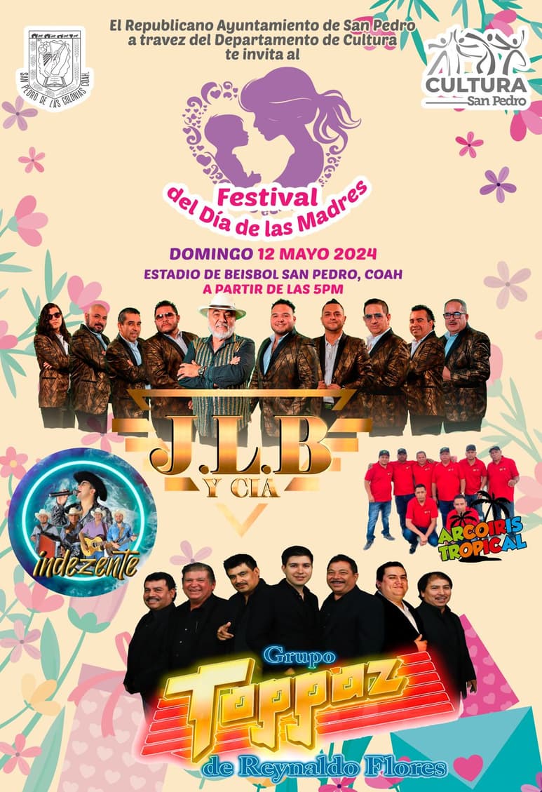 Cartel del festival que se organizó en el municipio de San Pedro, por el Día de las Madres. (CORTESÍA)