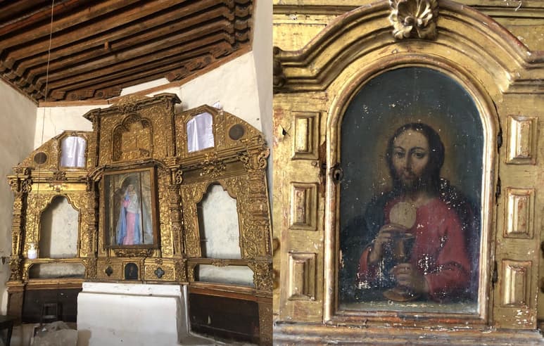 Los retablos son de madera con acabados en hoja de oro. Las acciones de mantenimiento consistieron
en limpieza a mano y fumigación (CORTESÍA)