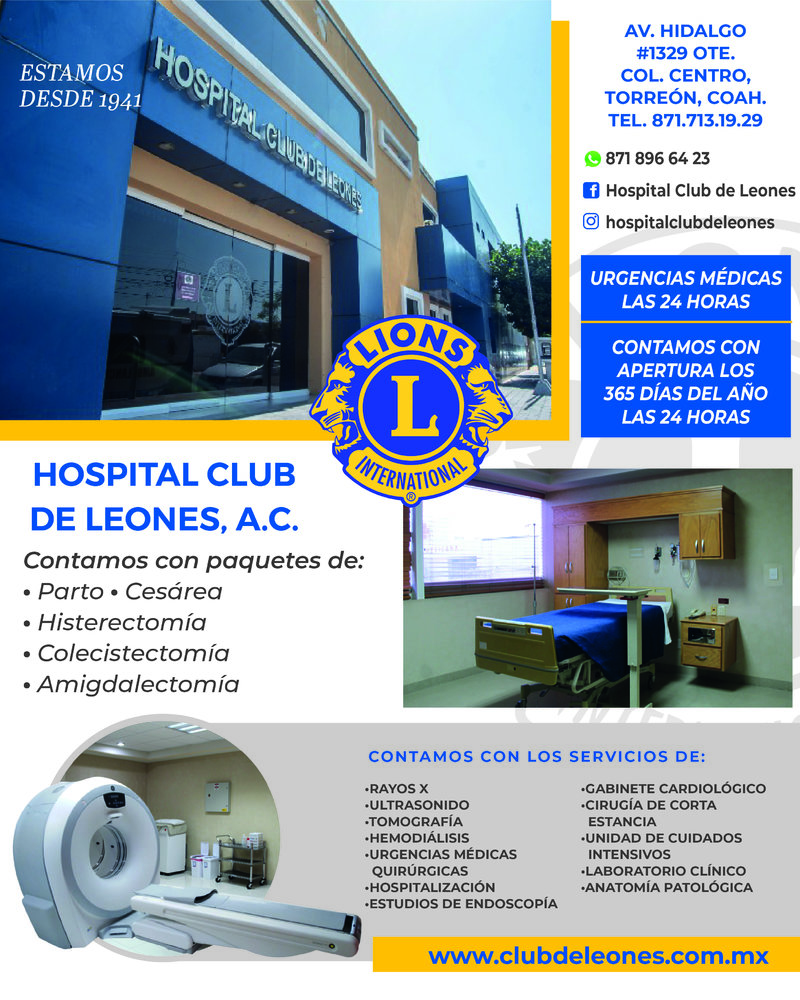 HOSPITAL CLUB DE LEONES . OCTUBRE