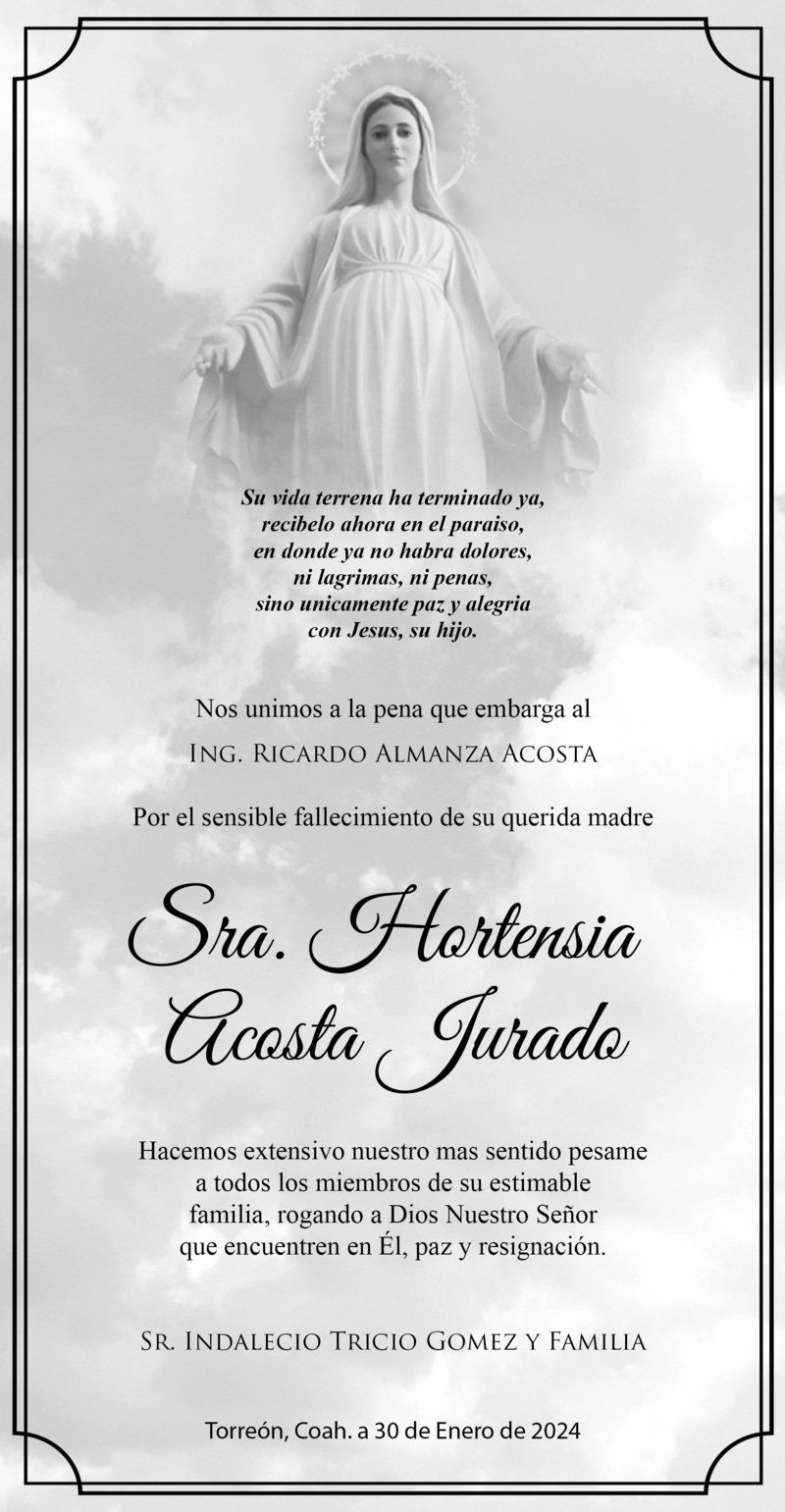condolencia Hortencia Acosta