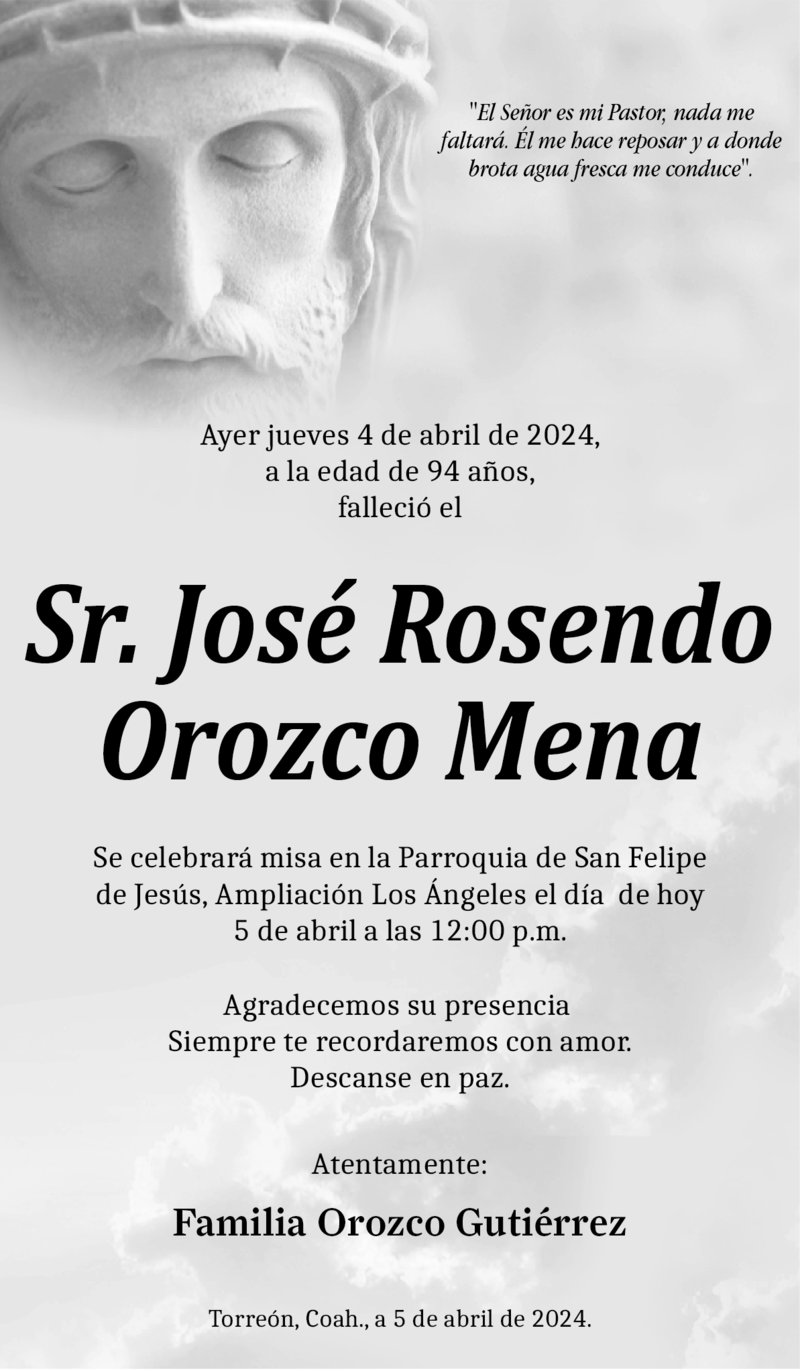ESQUELA: José Rosendo Orozco Mota