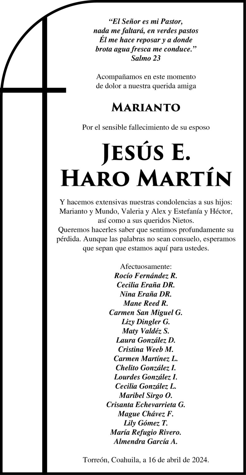 CONDOLENCIA JESUS HARO MARTIN