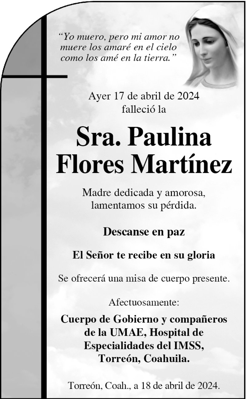ESQUELA: Paulina Flores Martínez