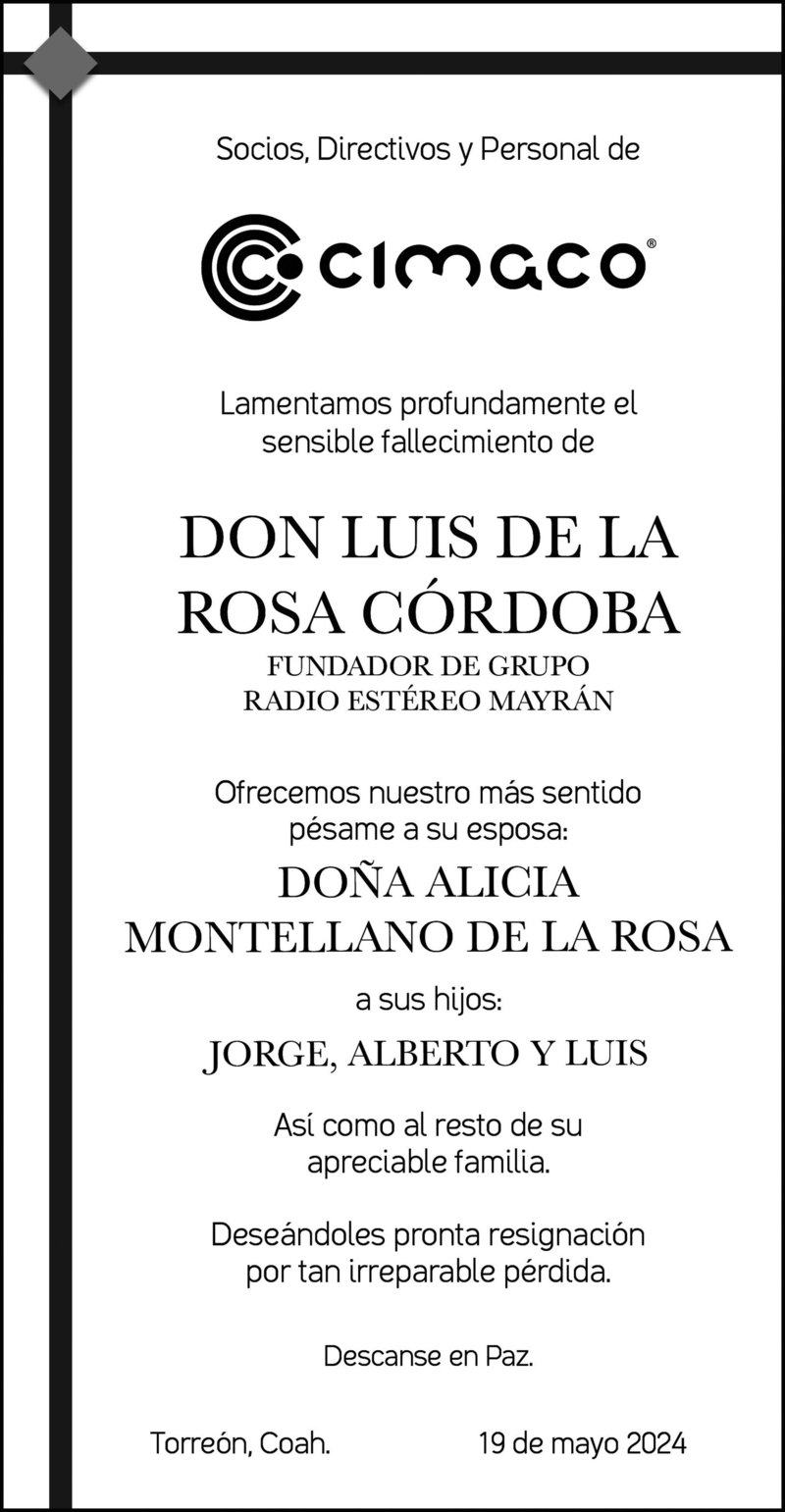 IMPAR  3A  CONDOLENCIA LUIS DE LA ROSA