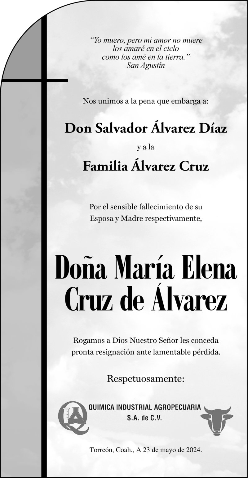 CONDOLENCIA DOÑA MARÍA ELENA CRUZ DE ÁLVAREZ