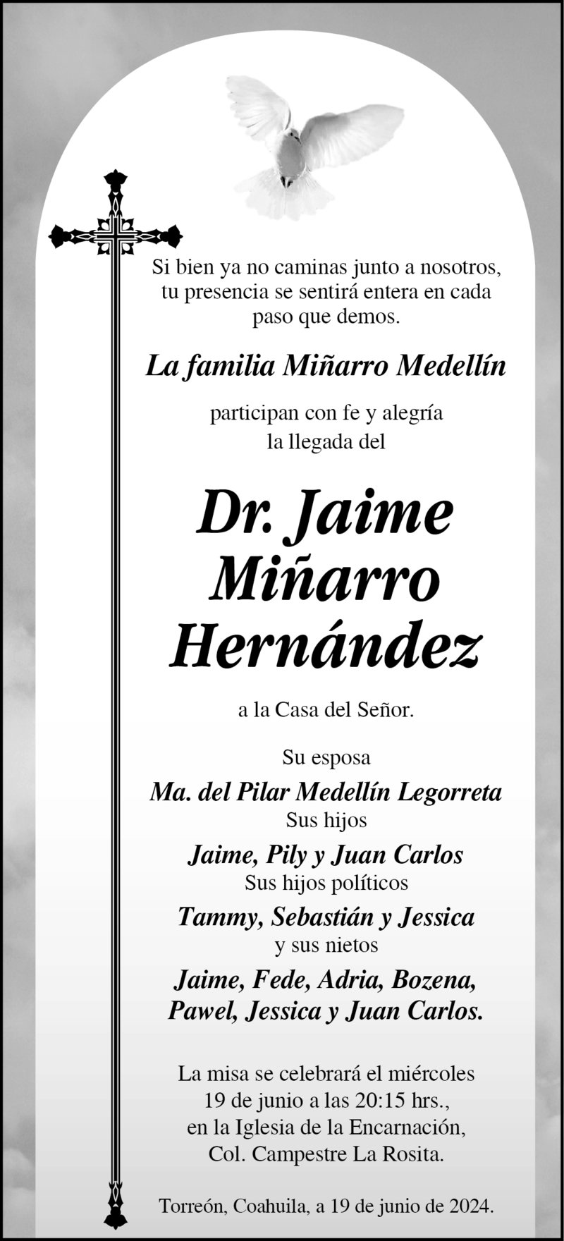 ESQUELA DR. JAIME MIÑARRO HERÁNDEZ