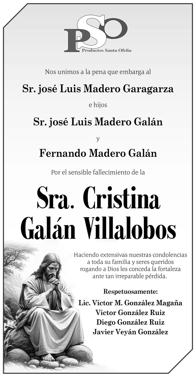 Condolencia CRISTINA GALAN VILLALOBOS