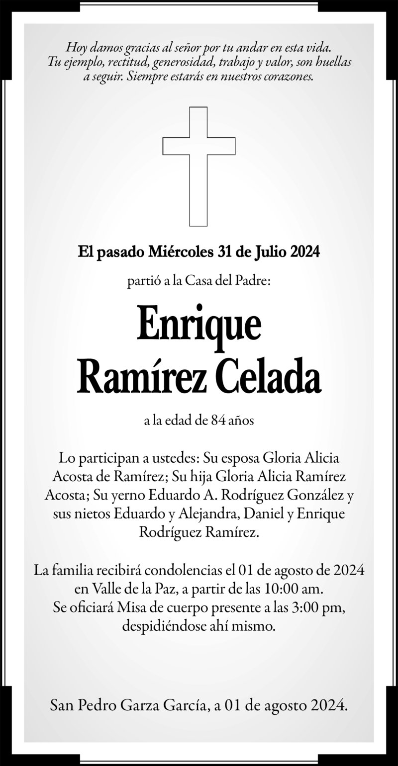 CONDOLENCIA ERIQUE RAMIREZ CELADA