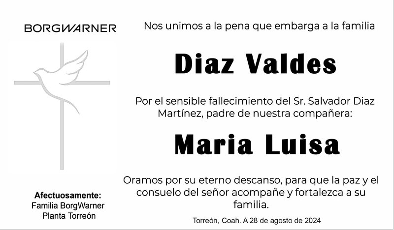 Condolencia: Maria Luisa