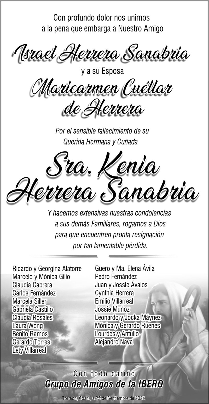 CONDOLENCIA SRA. KENIA HERRERA