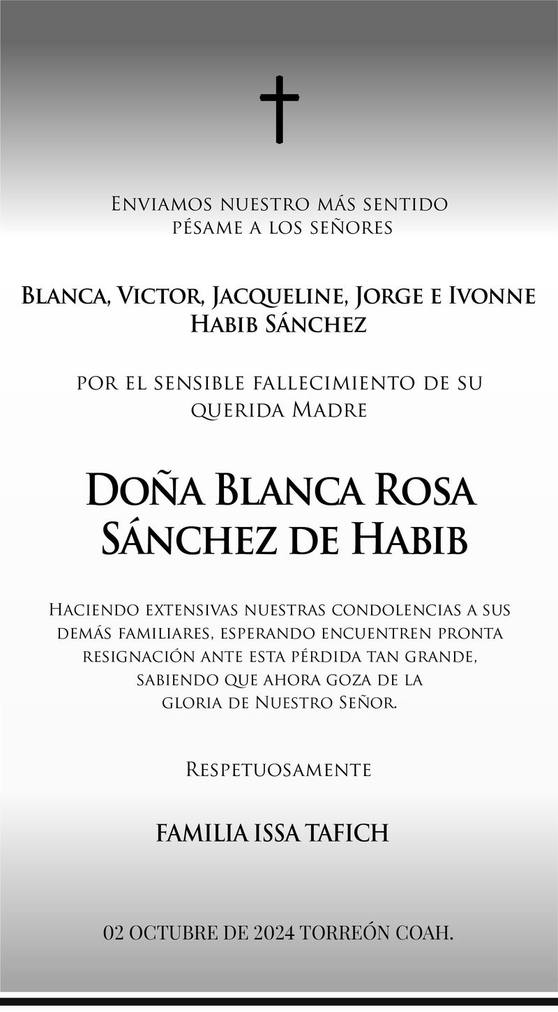 ESQUELA DOÑA BLANCA SANCHEZ