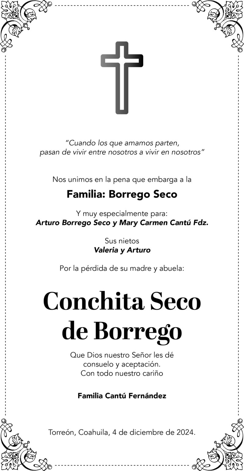 ESQUELA  CONCHITA SECO DE BORREGO