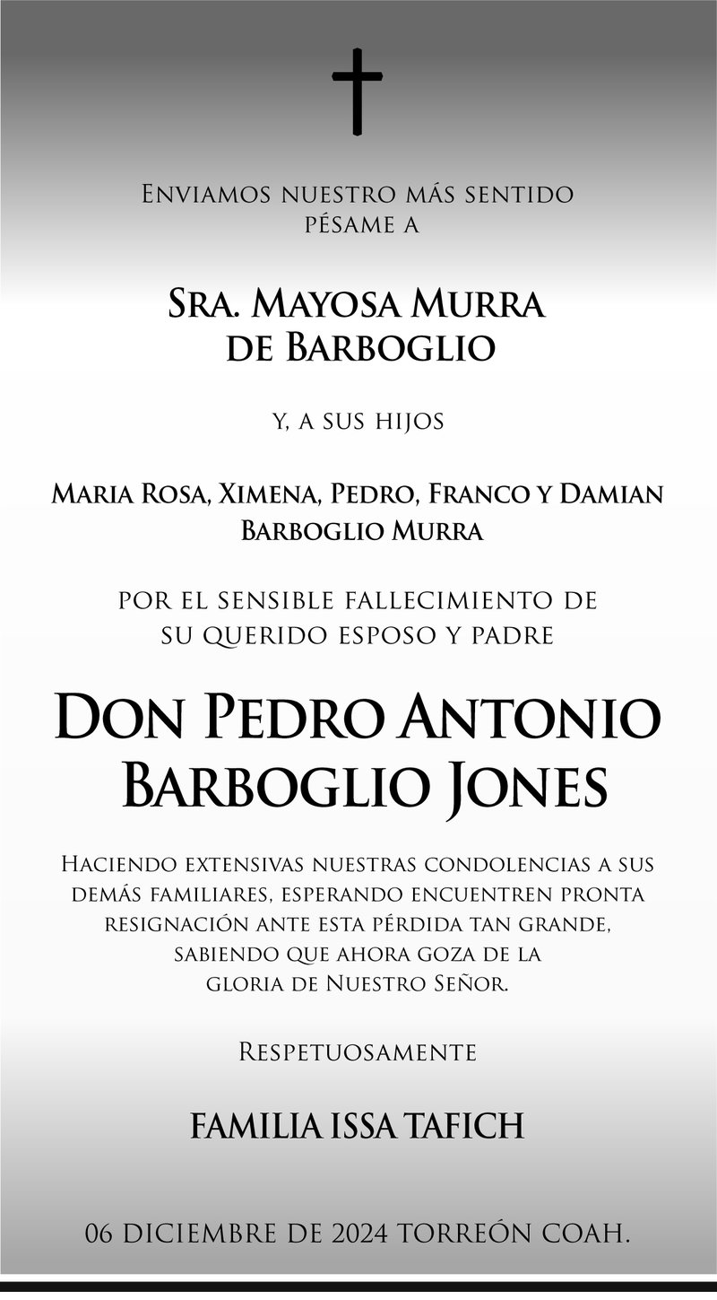 ESQUELA PEDRO BARBOGLIO JONES