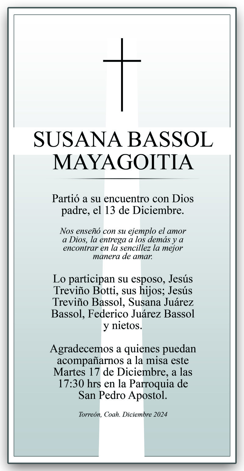 PAR  ESQUELA SUSANA BASSOL MAYAGOITIA