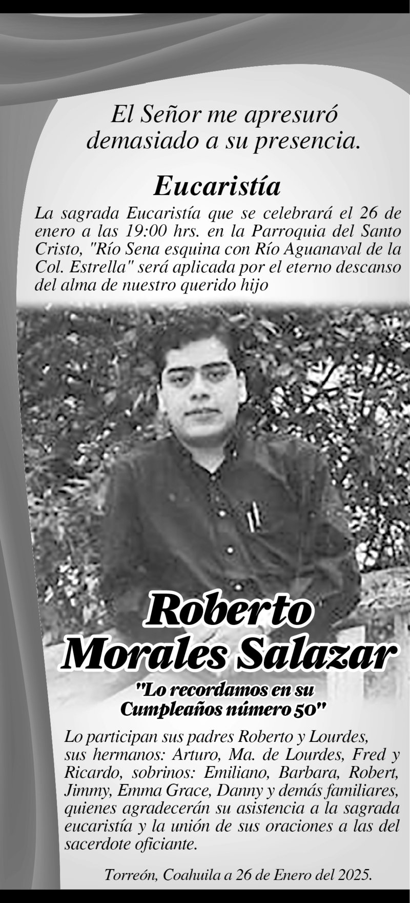 IN MEMORIAM ROBERTO MORALES