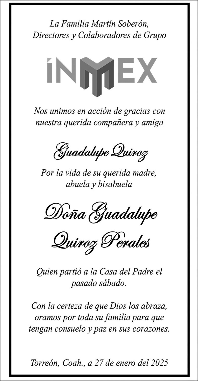 CONDOLENCIA GUADALUPE QUIROZ