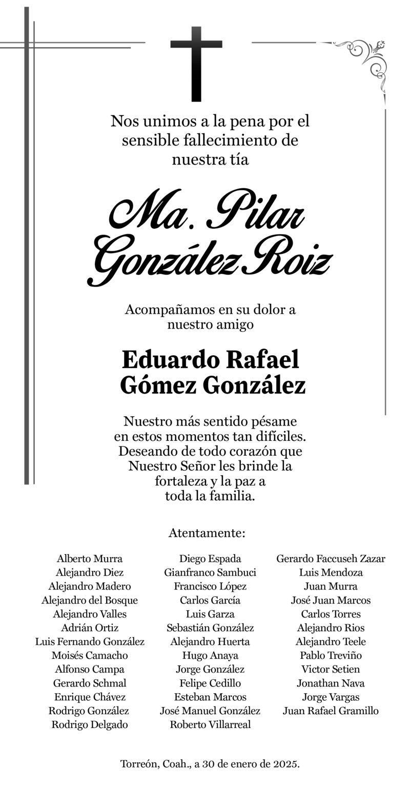 CONDOLENCIA MA. PILAR GONZÁLEZ ROIZ (66)