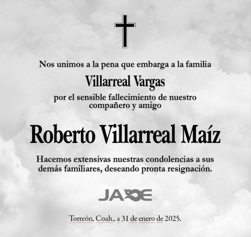 CONDOLENCIA ROBERTO VILLARREAL MAIZ 