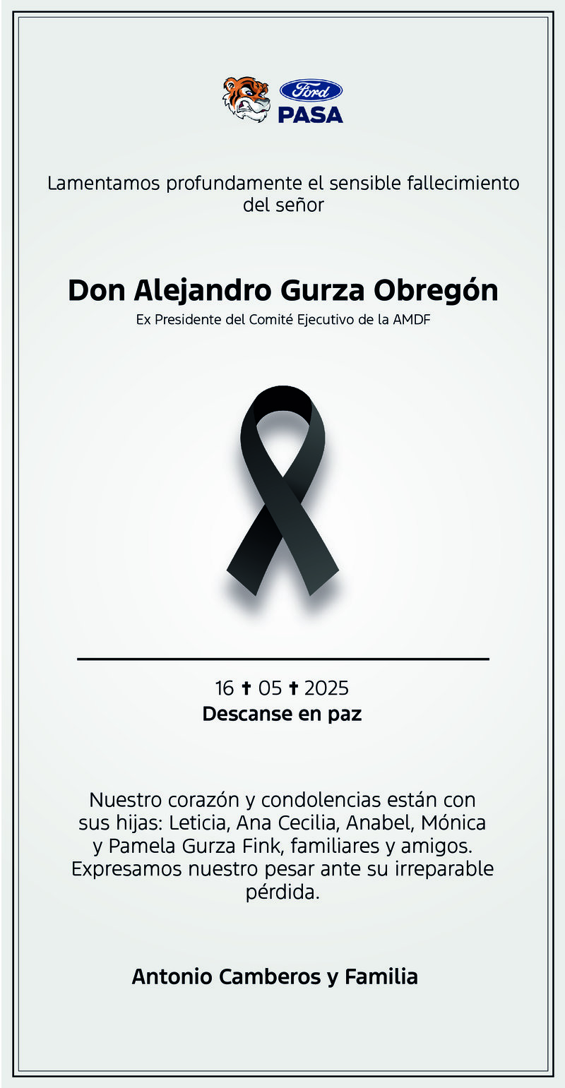 CONDOLENCIA DON ALEJANDRO GURZA