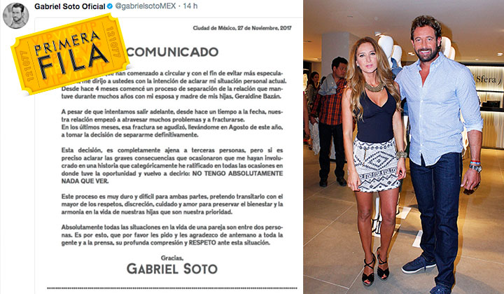 Confirma Gabriel Soto Divorcio De Geraldine Bazán