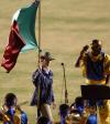 Evin Samuel Dubon, corre portando la antorcha de los XIX Juegos Olímpicos de Centroamerica y del Caribe