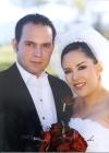 Srita. Ana Miriam Gómez mayoral el día de su enlace matrimonial con el Sr. Óscar Alberto Garza Reyes.