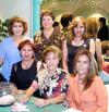 Laura de Herrera, Rosy de Martínez, Chayito de Goray, Bety de Aguilera, María Luisa de Meneses, Lupita de Flores y Martha de Landeros.
