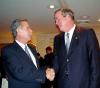 El presidente de Colombia Alvaro Uribe  y Carloz Meza de Bolivia asistieron a la toma de posesión de Oscar Berger.
