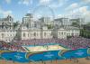 Imagen de ordenador del centro acuático donde se celebrarán las pruebas de natación, salto de trampolín, natación sincronizada y pentatlón moderno en los Juegos Olímpicos 2012.
