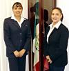 Anabel Mendoza García y Martha Leticia Cruz González, secretarias del Aeropuerto Francisco Sarabia de Torreón.