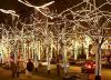 Paseo debajo de las luces en los árboles que engalanan el Bulevar in Berlin conocido como 'Unter den Linden'