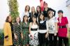 Cope Ramírez de García, Soledad Cano de Hernández, Peggy H. de Ysais, Chacha S. de Von Bertrab, Connie Anhert, Genny de Tiavila, Leticia de Ávalos, Elisa de Morales, Rocío de Slim, Jilma de Ysais, Aída de Mayagoitia y Cristina de Siller acompañando a la futura novia.