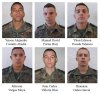 Retratos de los de seis soldados del ejército español muertos  en un atentado contra el vehículo blindado de una patrulla cerca de la ciudad libanesa de Jiam.