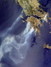 Imagen tomada del satélite sobre los distintos incendios en grecia.