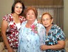 25032009 Felicidades. La festejada acompañada de su nieta Maru Rodríguez y de su hija Irene.