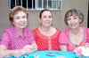 08092009 Guadalupe de los Santos,Maby de González y Ana Avelina Porras, asistieron a la fiesta de canastilla
de Verónica Porras de Estrada.