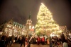 Abeto noruego, regalado por la ciudad de Trondheim, que ilumina el mercado navideño de Hamburgo, Alemania.