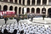 Dos bandas militares entonaron el Himno Nacional de México y se ofreció un homenaje a 'los beneméritos de la patria en grado heroico'.